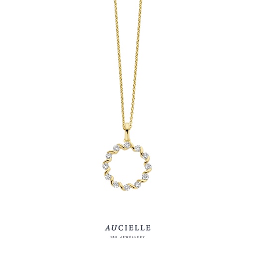 [AH0021D] Pendentif en Or Jaune 18K et diamants de 0.21ct