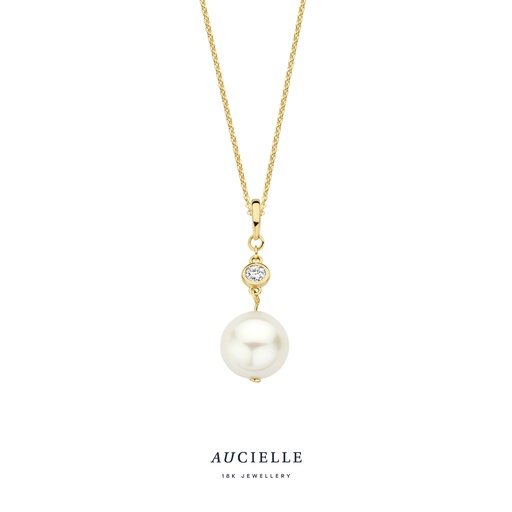 [AH0024D] Pendentif Or Jaune 18K Perle et diamants de 0.045ct 