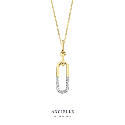 [AH0027D] Pendentif trombone pavé en Or Jaune 18K et diamants de 0.065ct