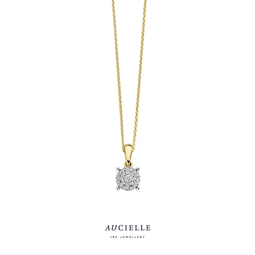 [AH0029D] Pendentif en Or Jaune 18K et pavé de diamants de 0.06ct