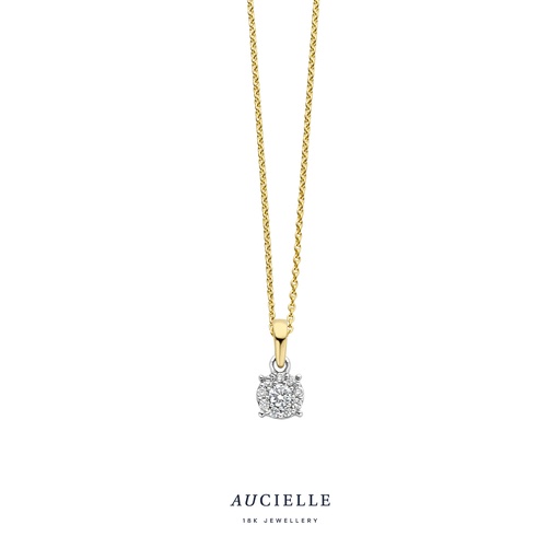 [AH0030D] Pendentif Or Jaune 18K et diamants de 0.08ct