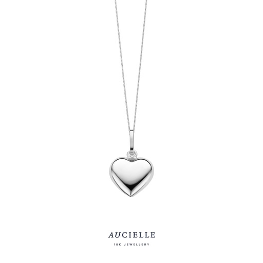 [AH0035V] Pendentif coeur Or Blanc 18K 10,5 x 9,5 cm