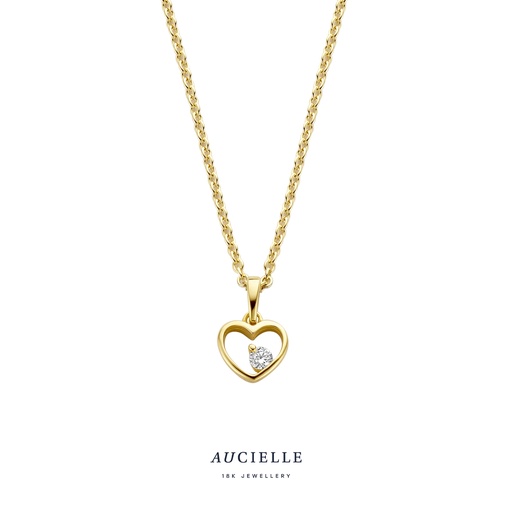 [AH0037C] Pendentif coeur Or Jaune 18K Oxyde de zirconium