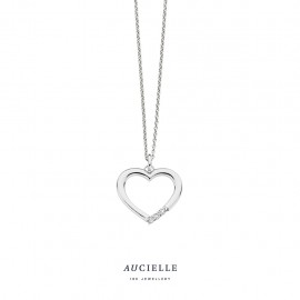 [AH0039X] Pendentif Or Blanc 18K coeur et diamant de 0.025ct