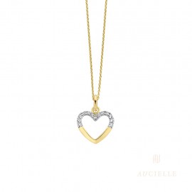 [AH0042C] Pendentif Or Jaune 18K coeur Oxyde de zirconium