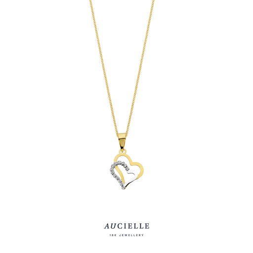 [AH0051C] Pendentif coeur en Or Blanc 18K et Oxyde de zirconium