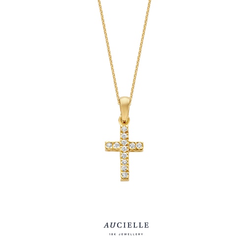 [AH0056C] Pendentif Or Jaune 18K croix Oxyde de zirconium