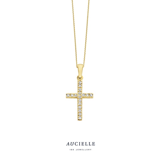 [AH0057C] Pendentif croix Or Jaune 18K Oxyde de zirconium