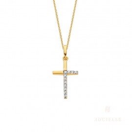 [AH0060C] Pendentif Or Jaune 18K croix 20x10mm Oxyde de zirconium