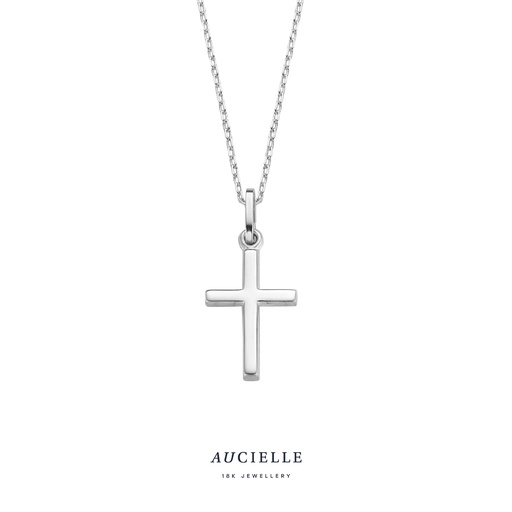 [AH0070V] Pendentif Or Blanc 18K croix 17 x 10mm