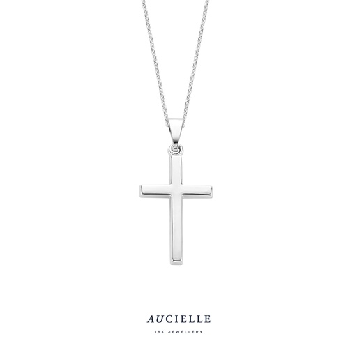 [AH0071V] Pendentif Or Blanc 18K croix 20 x 13mm