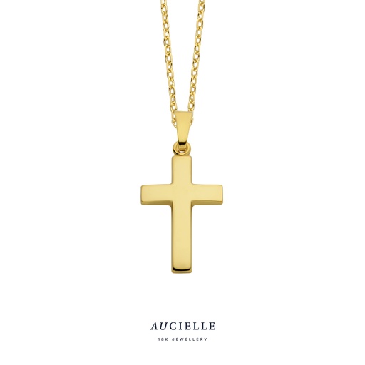 [AH0074B] Pendentif Or Jaune 18K croix 24mm x 16mm