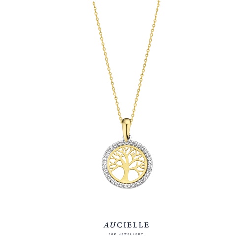 [AH0097C] Pendentif Or Jaune 18K arbre de vie Oxyde de zirconium