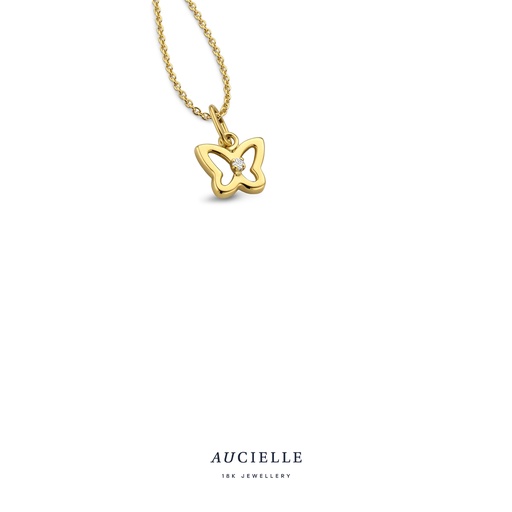 [AH0100C] Pendentif Or Jaune 18K papillon Oxyde de zirconium