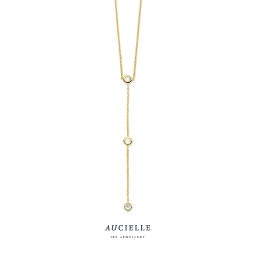 [AK0008C] Stock épuisé - Collier Or Jaune 18K  3 pendants d'Oxyde de zirconium 45cm