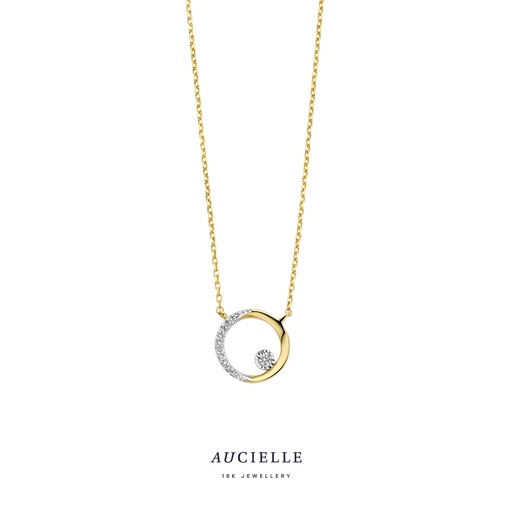 [AK0015D] Collier Or Jaune 18K Cercle et diamants de 0.040ct 45cm