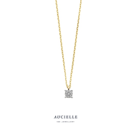 [AK0018D] Collier Or Jaune 18K et diamant de 0.02ct - 45cm