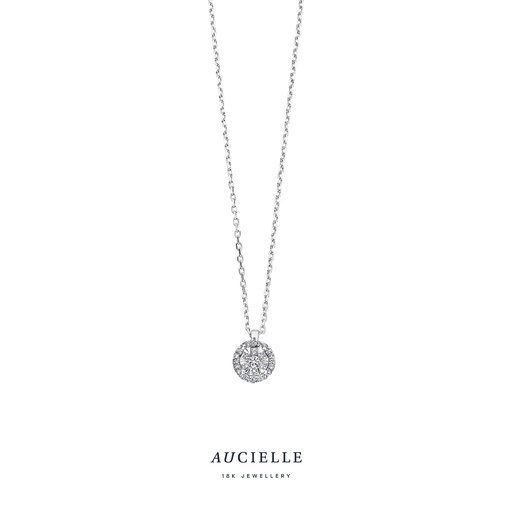 [AK0019X] Collier Or Blanc 18K et diamants de 0.07ct - 45cm