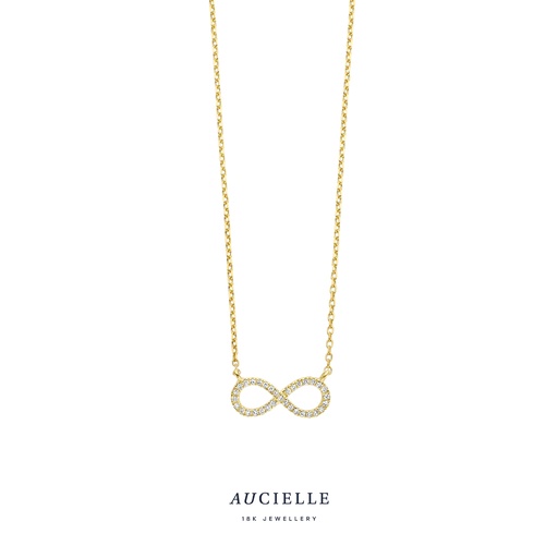 [AK0023D] Collier infinity Or Jaune 18K et diamants 0.02ct - 45cm