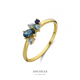 Bague Or Jaune 18K Topaze bleu (52-56) [AR0004C]