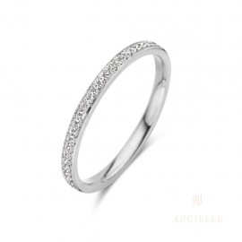 Bague alliance Or Blanc 18K et Oxyde de zirconium (52-56) [AR0013W]