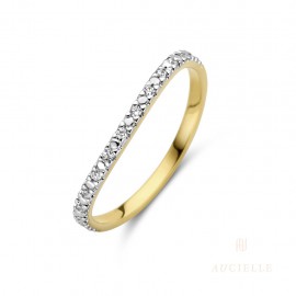 Bague alliance courbée Or Jaune 18K et Oxyde de zirconium (52-56) [AR0014C]