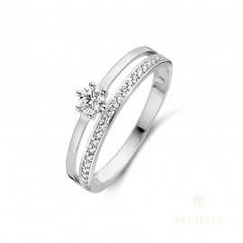 Bague Or Blanc 18K Oxyde de zirconium (50-56) [AR0018W]