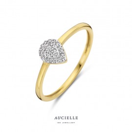 Bague poire pavé Or Jaune 18K et diamants de 0.06ct (52-56) [AR0031D]