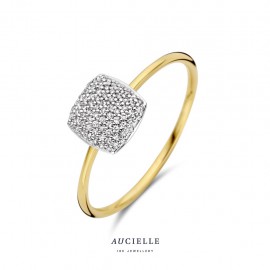 Bague carré pavé Or Jaune 18K et diamants de 0.105ct (52-56) [AR0032D]