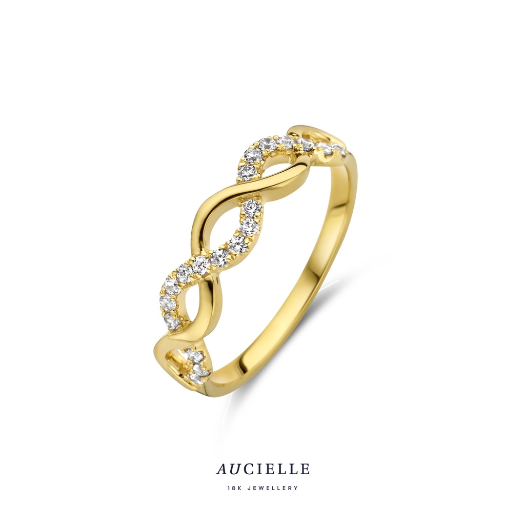 Bague infinity Or Jaune 18K et Oxyde de zirconium (50-58) [AR0051C]