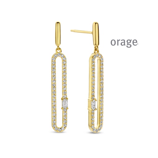 [BA004] Boucles d'oreilles pendantes plaqué or jaune Oxyde de zirconium (BA004)