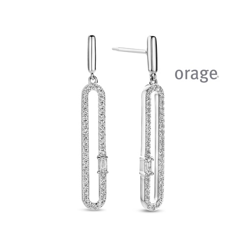 [BA005] Boucles d'oreilles pendantes Argent rhodié 925/1000 Oxyde de zirconium (BA005)