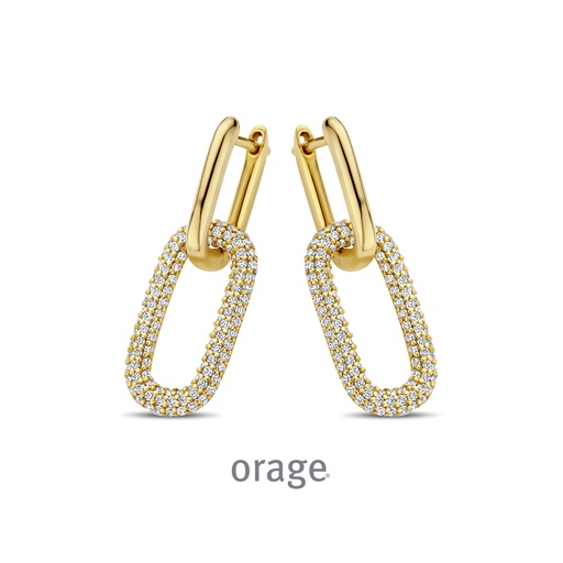 [BA034] Boucles d'oreilles pendantes plaqué or jaune Oxyde de zirconium (BA034)