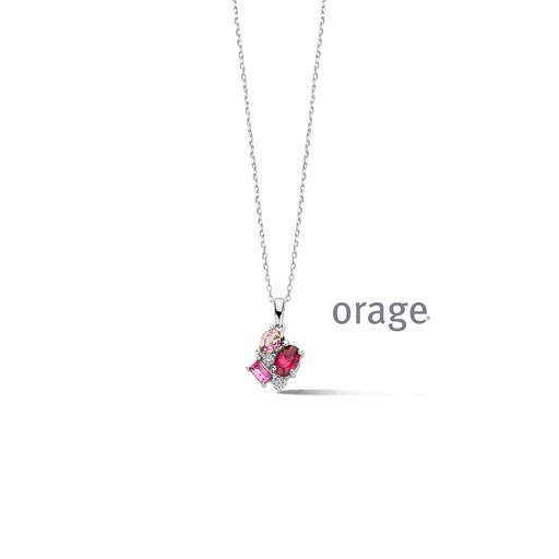 [BA037] Collier Argent rhodié 925/1000 Oxyde de zirconium rose (BA037)