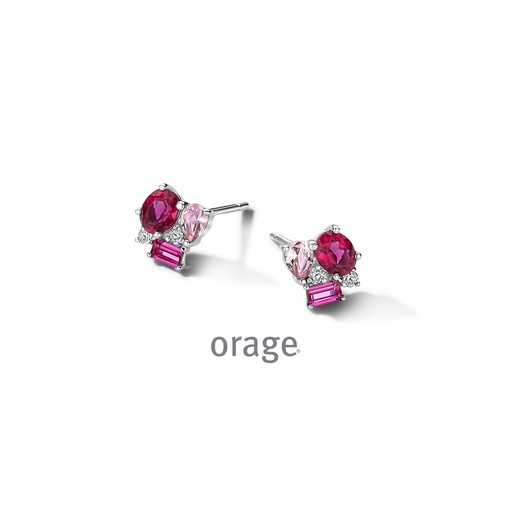 [BA039] Boucles d'oreilles Argent rhodié 925/1000 Oxyde de zirconium rose (BA039)