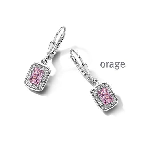 [BA051] Boucles d'oreilles Argent rhodié 925/1000 Oxyde de zirconium mauve et blanches (BA051)