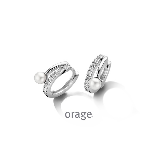 [BA056] Boucles d'oreilles en Argent rhodié 925/1000 ornées de Perles d'eau douce & d'Oxydes de zirconium (BA056)