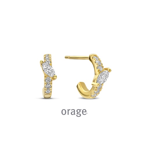 [BA061] Boucles d'oreilles plaqué or jaune & Oxyde de zirconium (BA061)