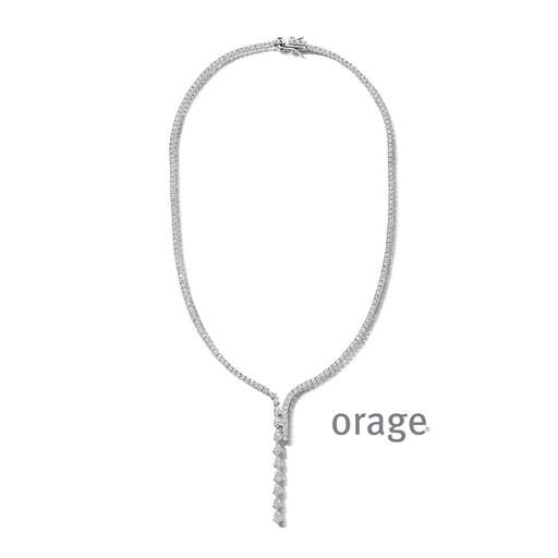 [BA065/42] Collier en Argent rhodié 925/1000 & Oxyde de zirconium 42cm (BA065/42)