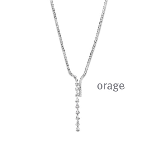 [BA065/45] Collier en Argent rhodié 925/1000 & Oxyde de zirconium 45cm (BA065/45)