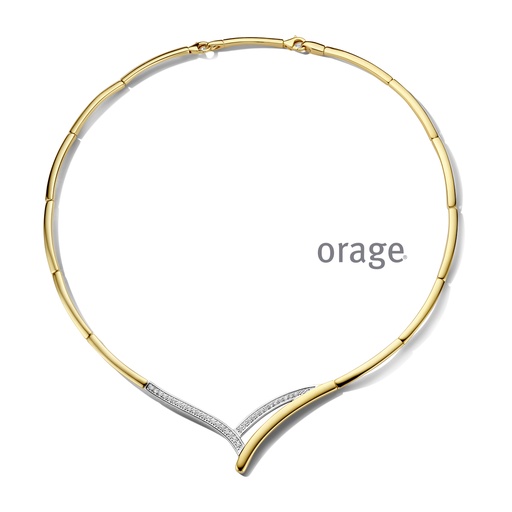 [BA079] Collier rigide plaqué or jaune et Oxydes de zirconium (BA079)