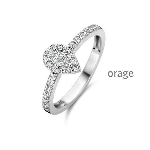 Bague entourage poire en Argent rhodié 925/1000 & Oxyde de zirconium (BA107) (50-60)