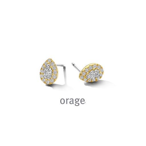 [BA109] Boucles poires entourage d'oreilles plaqué or & Oxyde de zirconium (BA109)