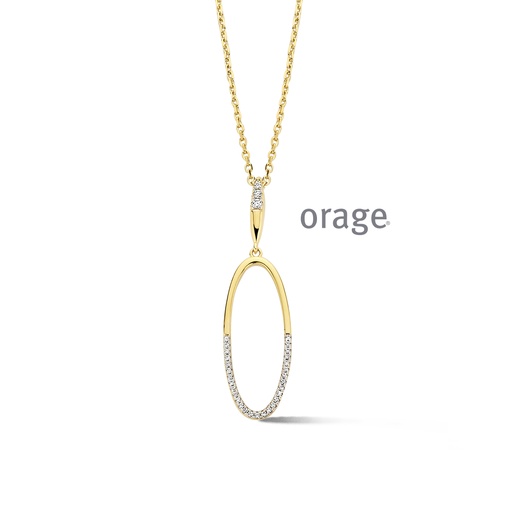 [BA115] Collier ovale plaqué or & Oxyde de zirconium 45cm (BA115)