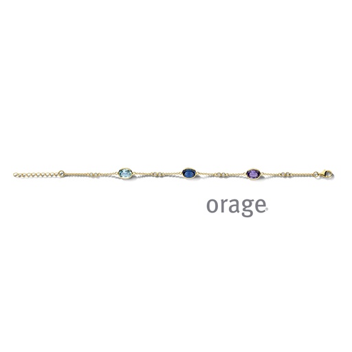 [BA123] Bracelet plaqué or jaune & Oxyde de zirconium mauve 20cm (BA123)