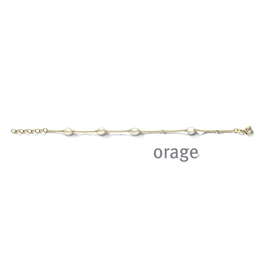 [BA126] Bracelet Perles d'eau douce  plaqué or jaune & Oxyde de zirconium 19cm (BA126)