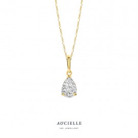 [AH0105C] Pendentif poire en Or Jaune 18K et Oxyde de Zirconium