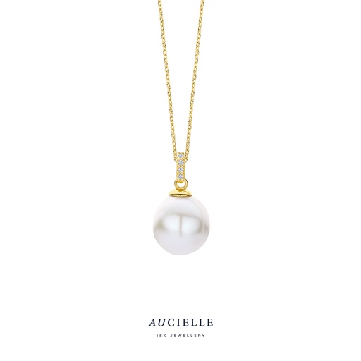 [AH0111C] Pendentif en Or Jaune 18K, perle de culture et Oxyde de Zirconium