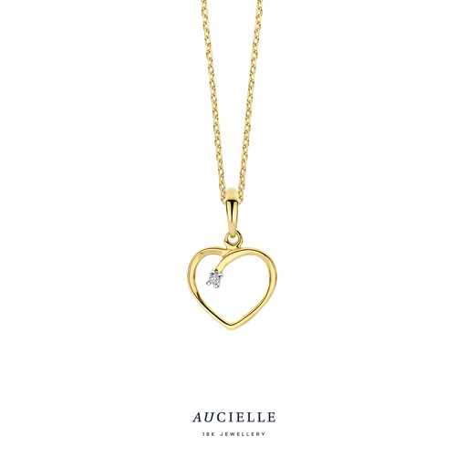 [AH0112D] Pendentif coeur en Or Jaune 18K et diamant 0,010 carats