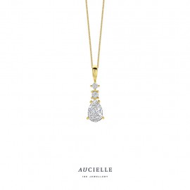 [AH0126C] Pendentif poire en Or Jaune 18K et Oxyde de Zirconium